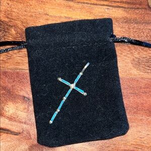 Turquoise and sterling silver cross pendant